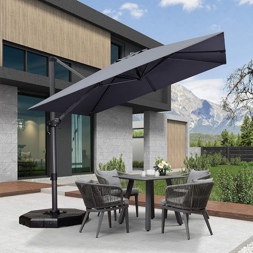 10 Feet Aluminum Cantilever Square Patio Umbrella with 360-degree Rotation V56232