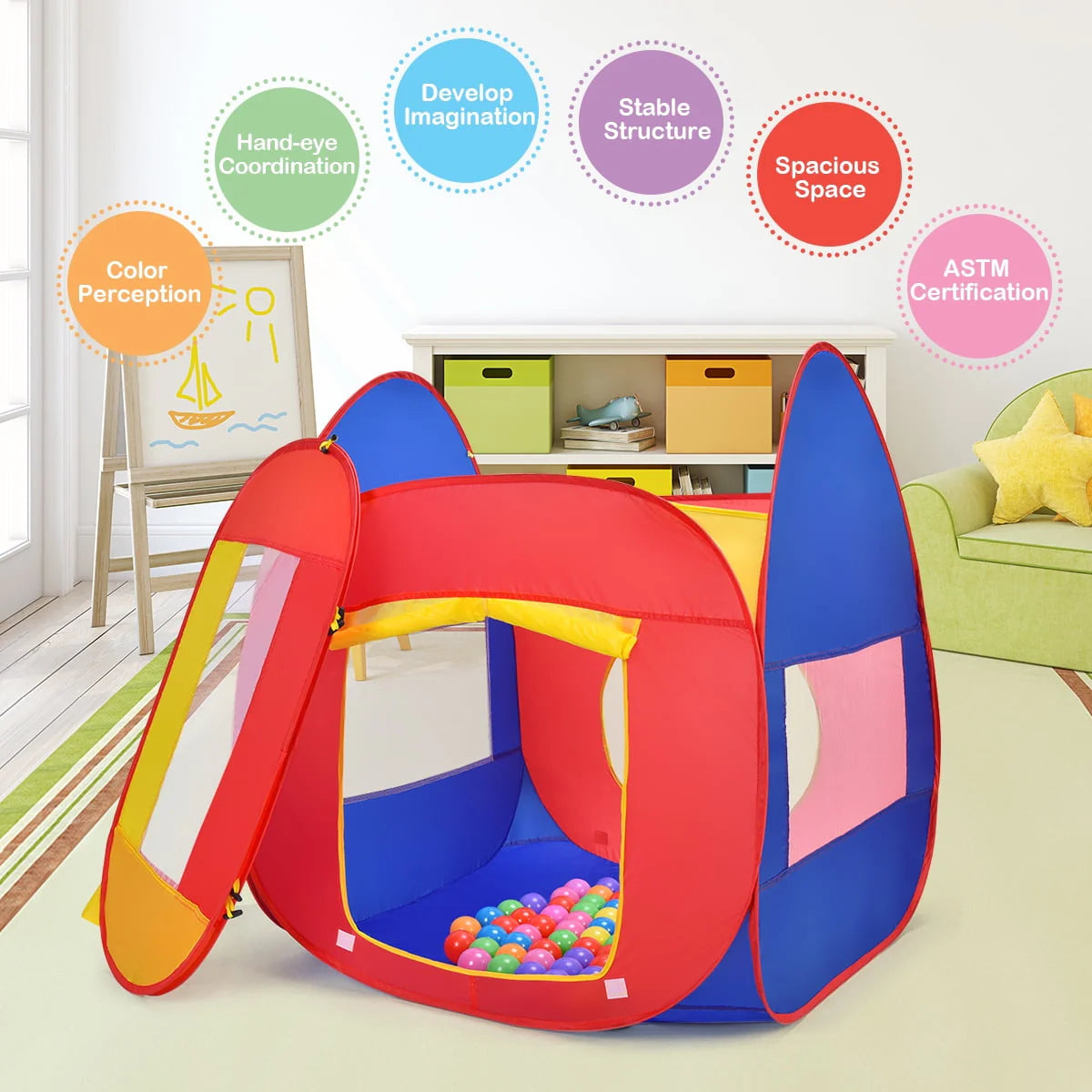 Portable Kid Play House Toy Tent with 100 Balls F97500
