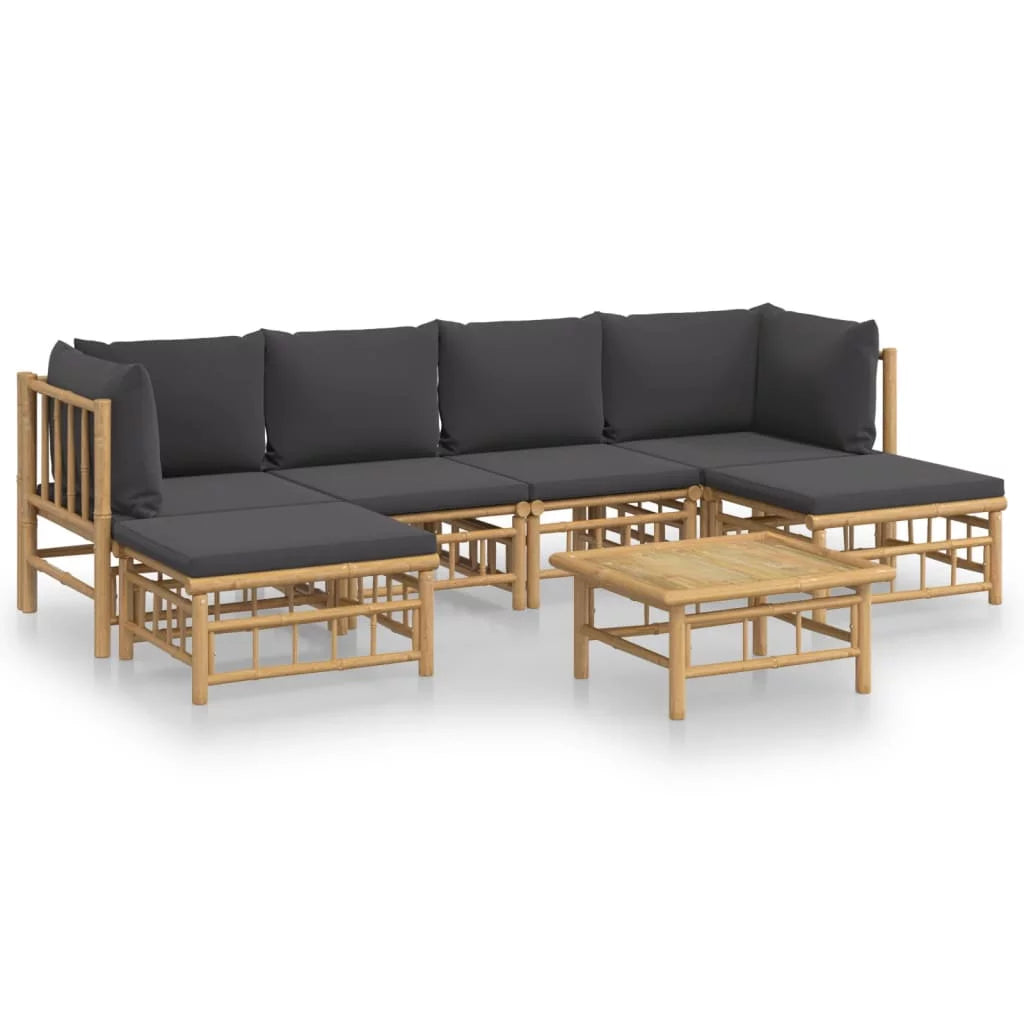 7 Piece Patio Set with Dark Gray Cushions T542
