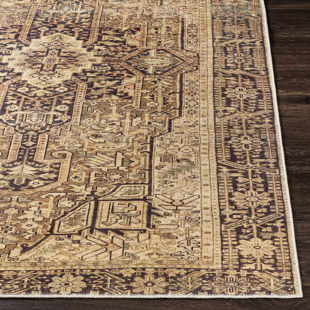 Machine Washable Area Rug - Brown, Green - 7'10" x 10'2" U360
