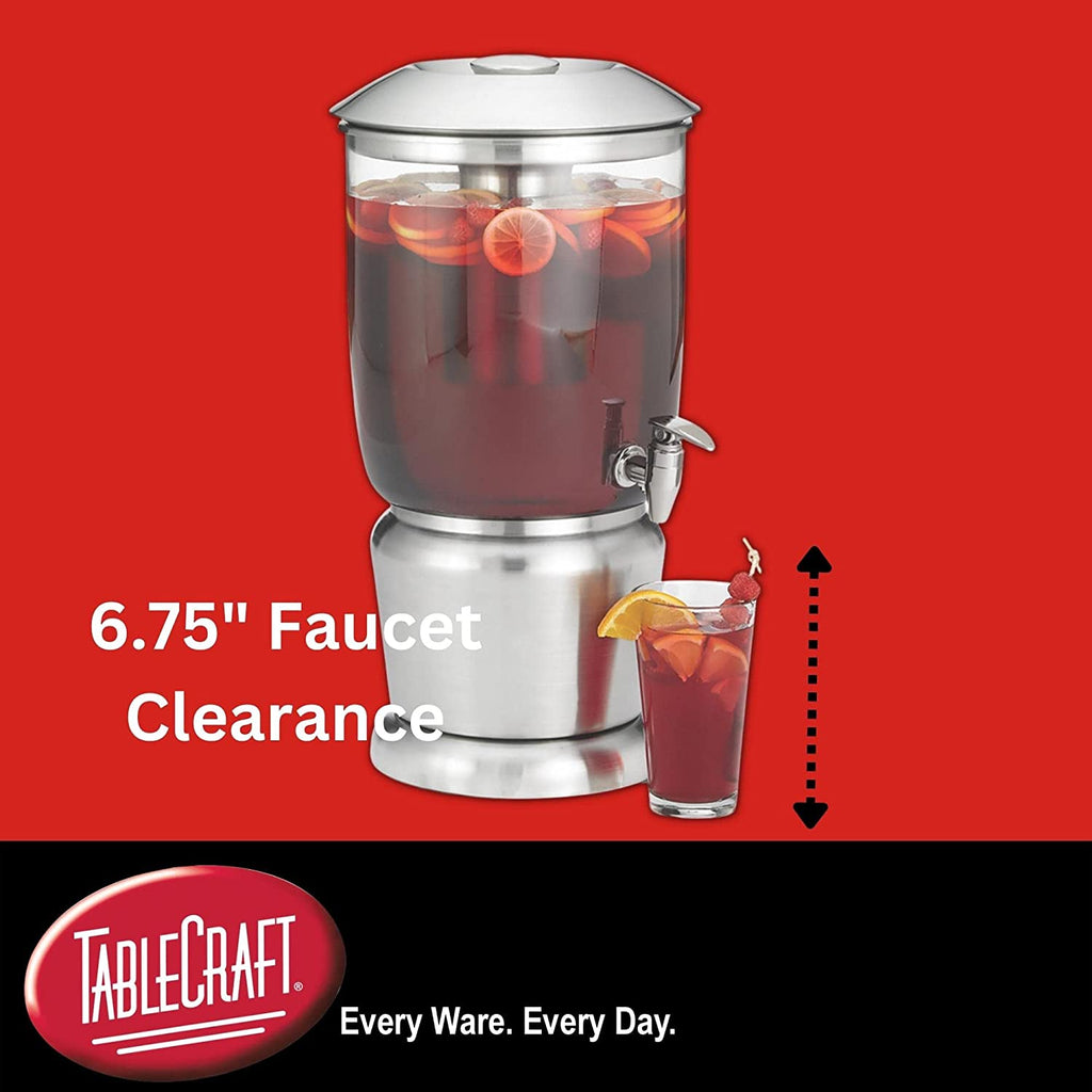 Gallon Drink Dispenser With Fruit Infuser & Stand, Tritan Stainless Steel E590921