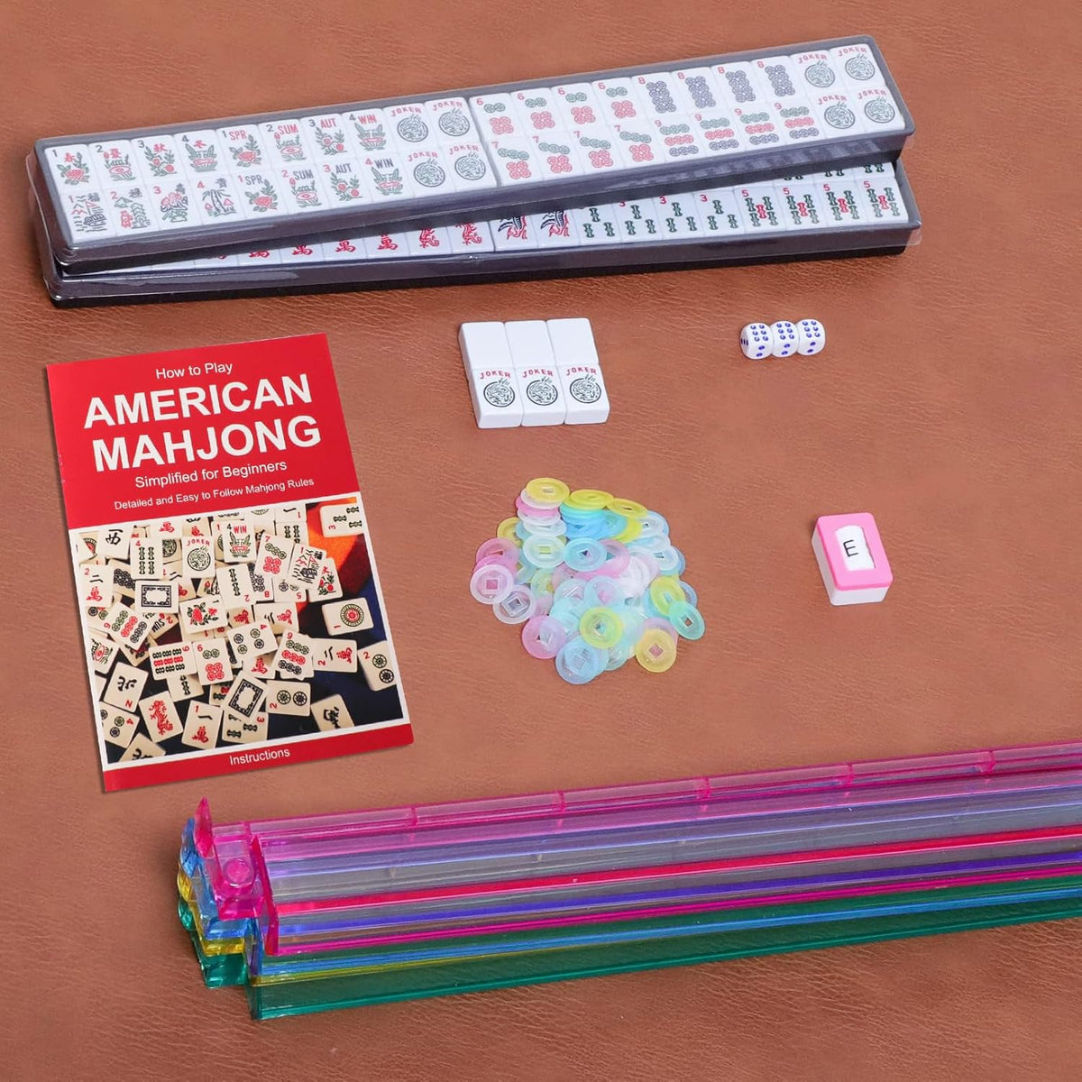 166 White Tiles Mahjong Set with Soft Bag and 4 Racks P37527