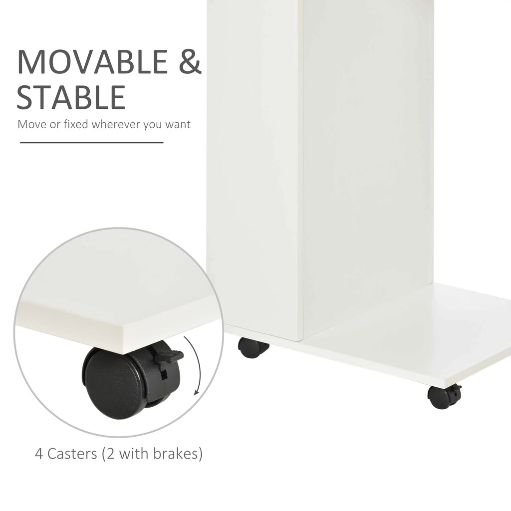 C-Shaped Sofa Side Table with Storage and Wheels I55770