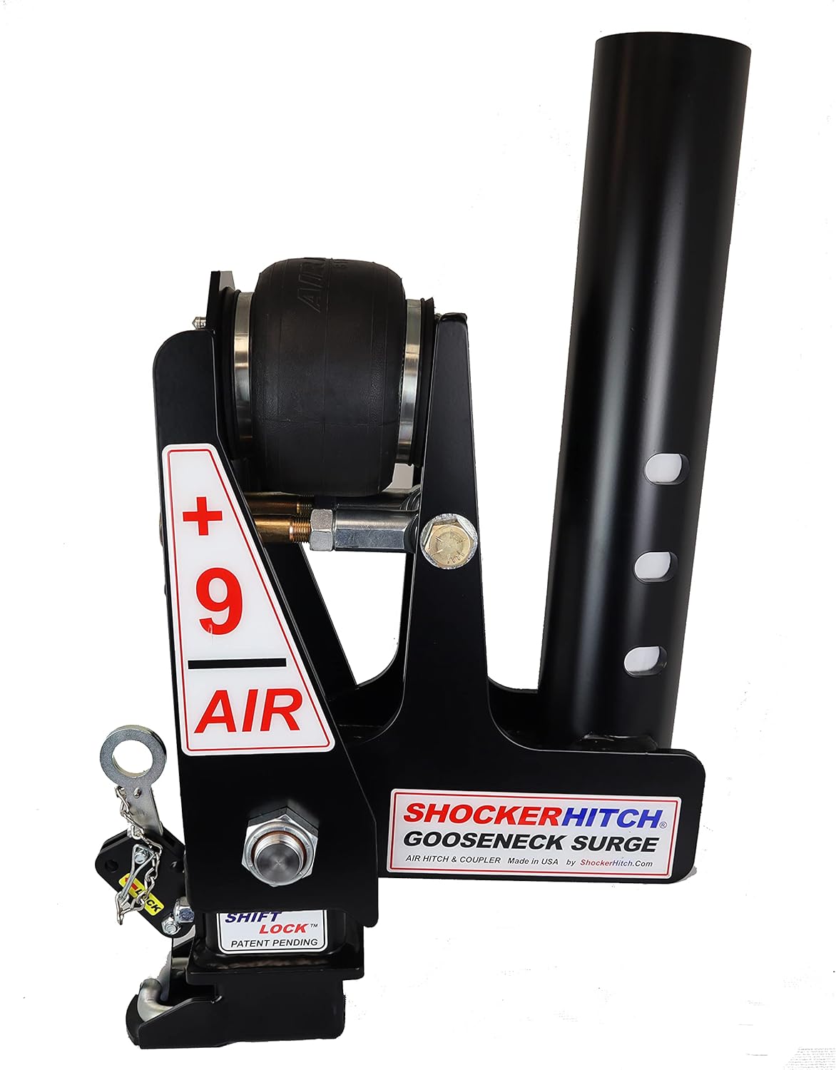 Gooseneck Air Hitch & Coupler, Round 4" Angled Pin 30K Coupler 9" Offset V62466