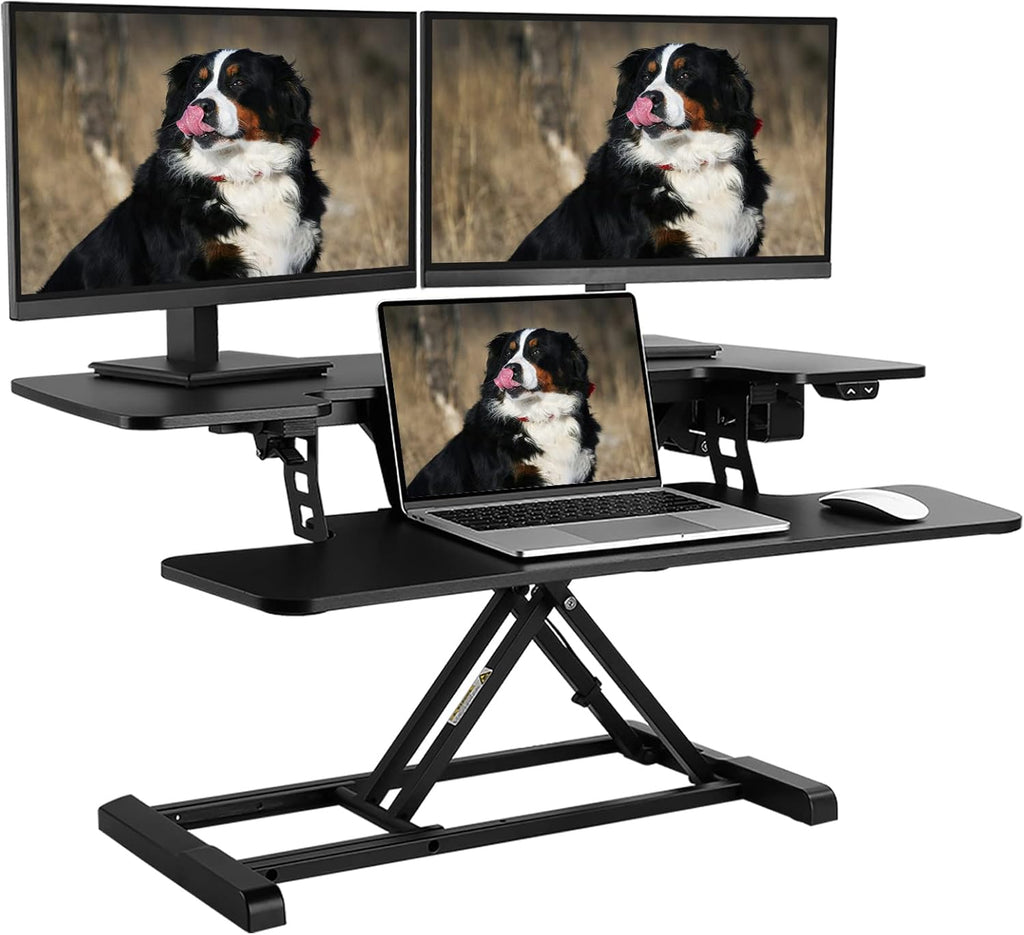 Electric Standing Desk Converter with Quick Release Keyboard Tray N82144