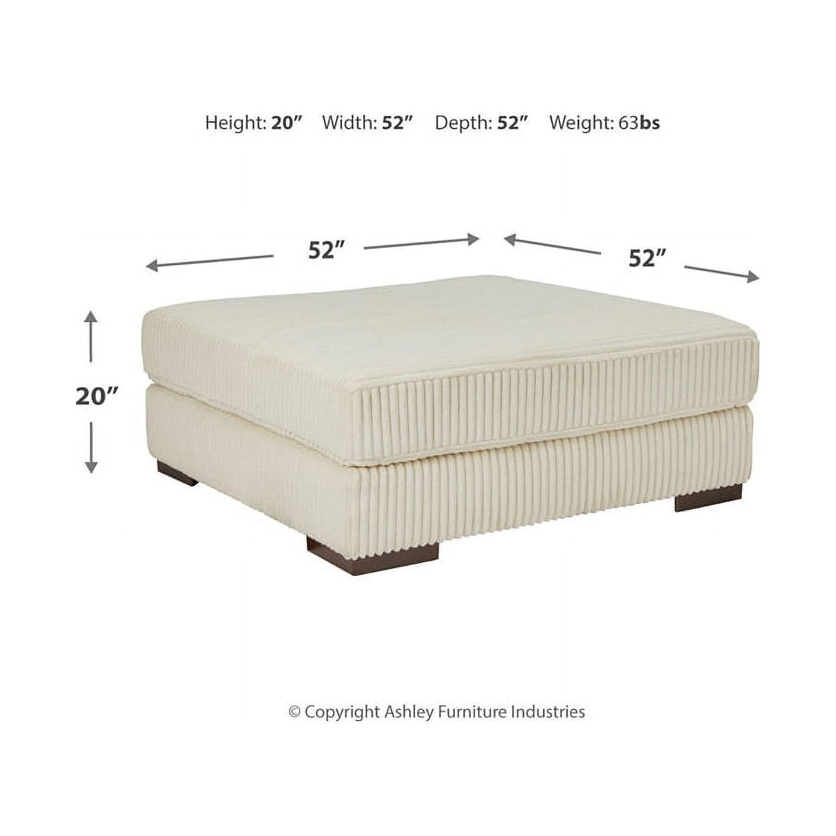 Oversized Fabric Accent Ottoman in Ivory X423959