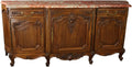 Red Pink Marble Top Carved Walnut Sideboard S593