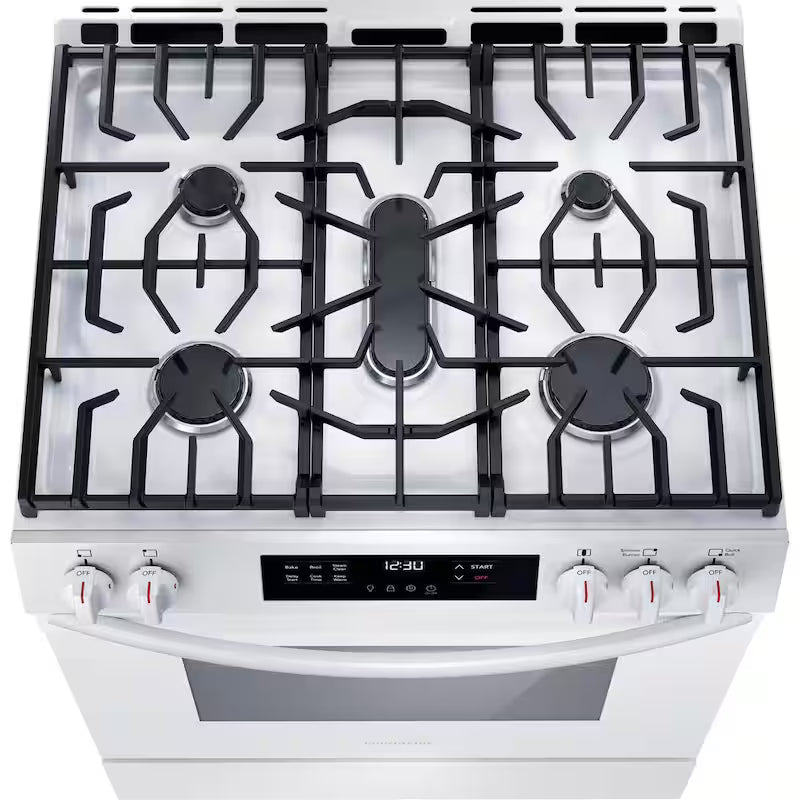 5 Burners Slide in Gas Range with Steam Clean in White X194