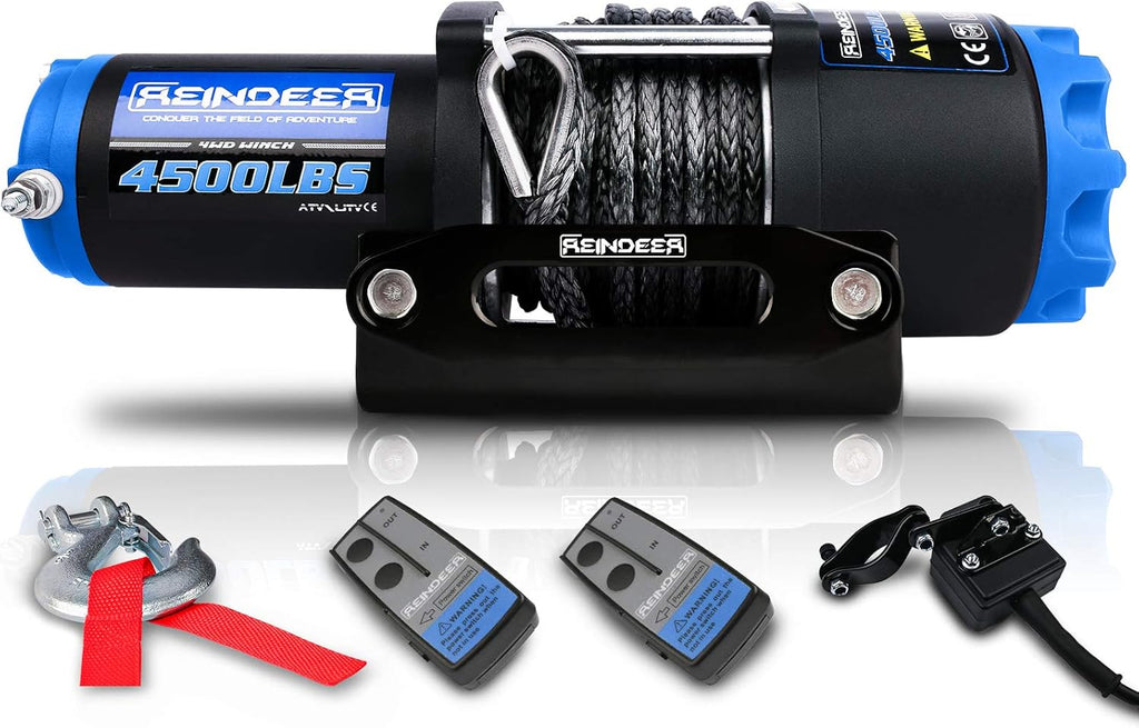 12V Electric Winch Kit with Wireless Remotes (3000LBS, Synthetic Rope) Q145100