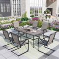 7 Pieces Outdoor Patio Dining Set with 6 Chairs and Dining Table, Gray J1414