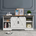 White Wood TV Stand with Sliding Barn Doors and Adjustable Shelves I64459