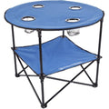 Round 2-Tier Folding Camp Table with 4 Cupholders and Carrying Bag M79204