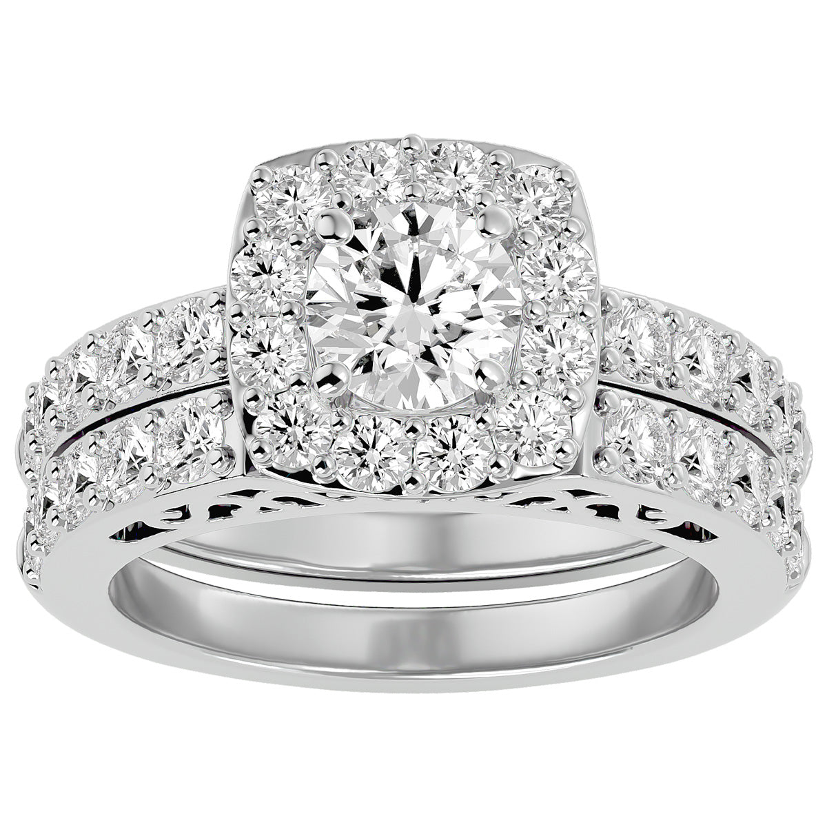 3 Carat Lab Grown Diamond Bridal Set In 14K White Gold T567