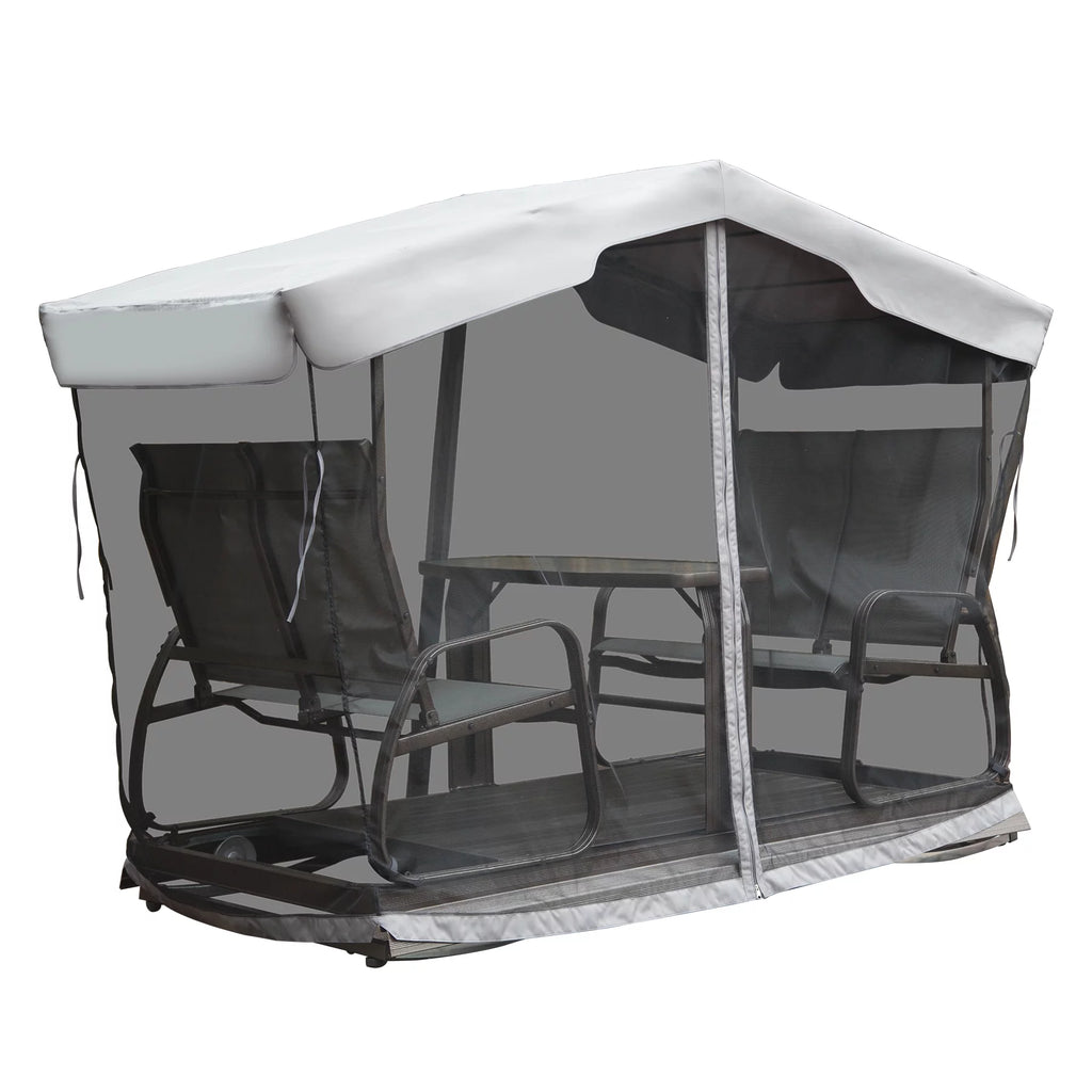 4-Seat Outdoor Metal Glider Bench with Canopy N5615