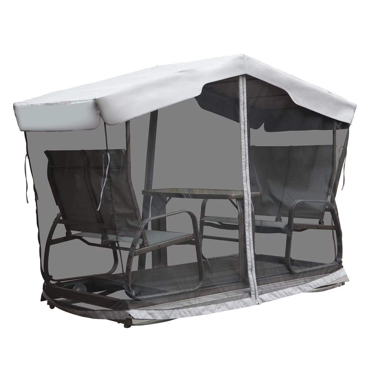 4-Seat Outdoor Metal Glider Bench with Canopy N5615