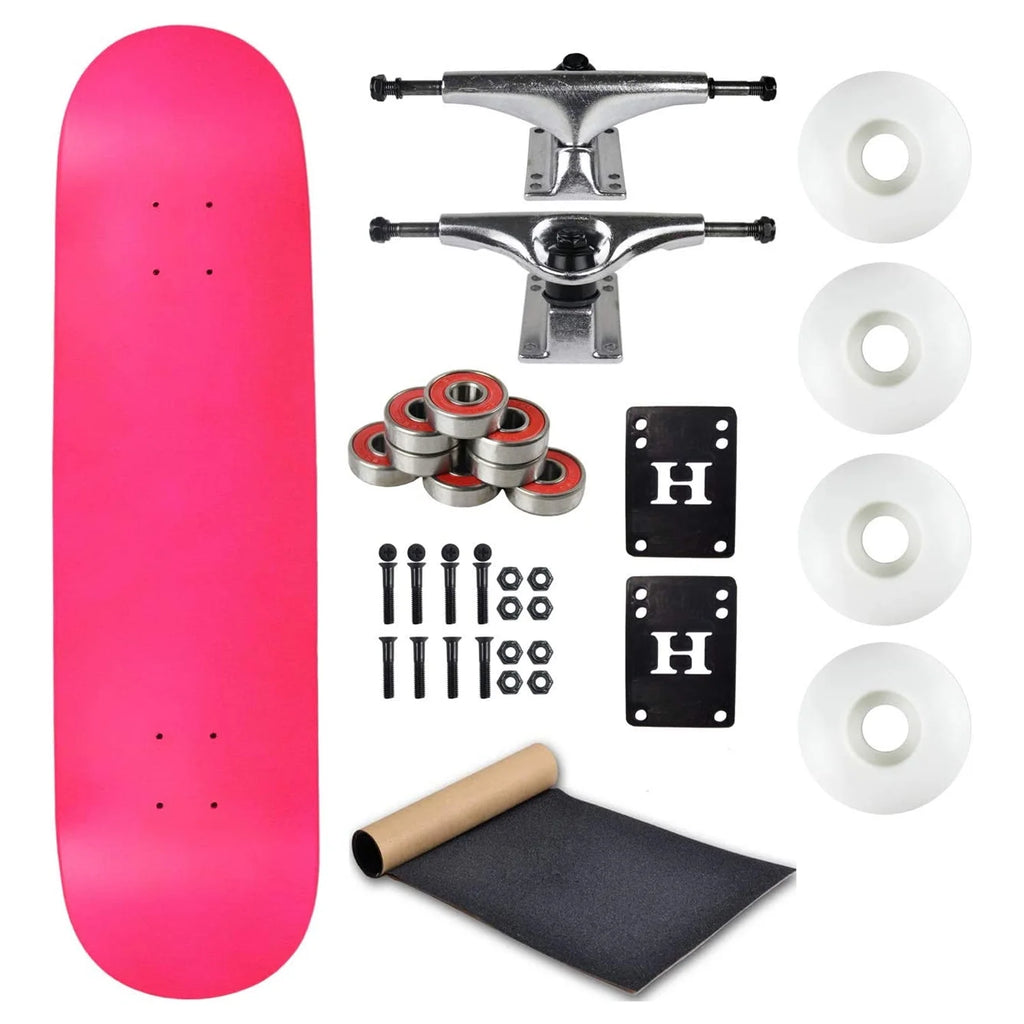Neon Pink 7.75" Complete Skateboard with Silver Trucks and White Wheels G207