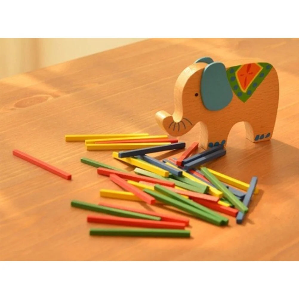 Wooden Stackable Building Blocks Set Balancing Games Playset Toys Educational Toys for Kids Children(Elephant) I74965