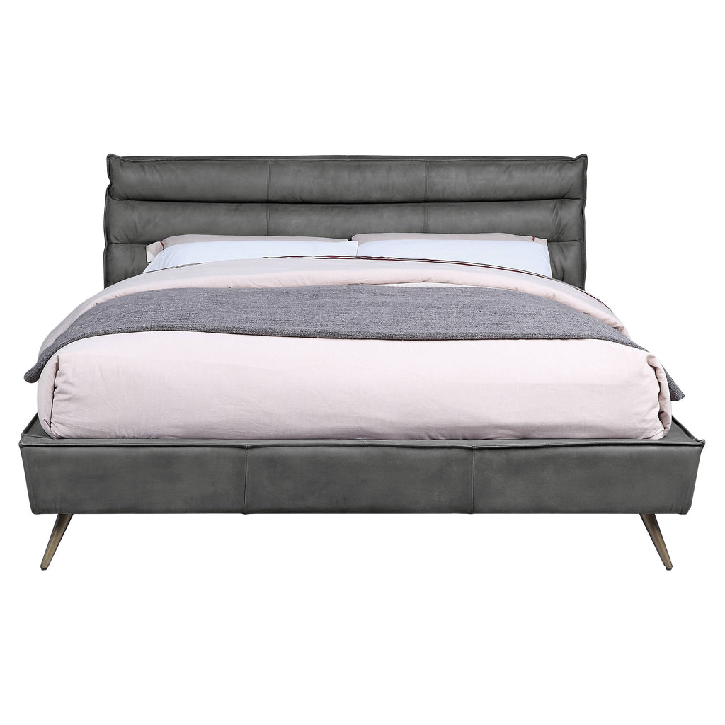 Queen Bed in Gray Top Grain Leather T895