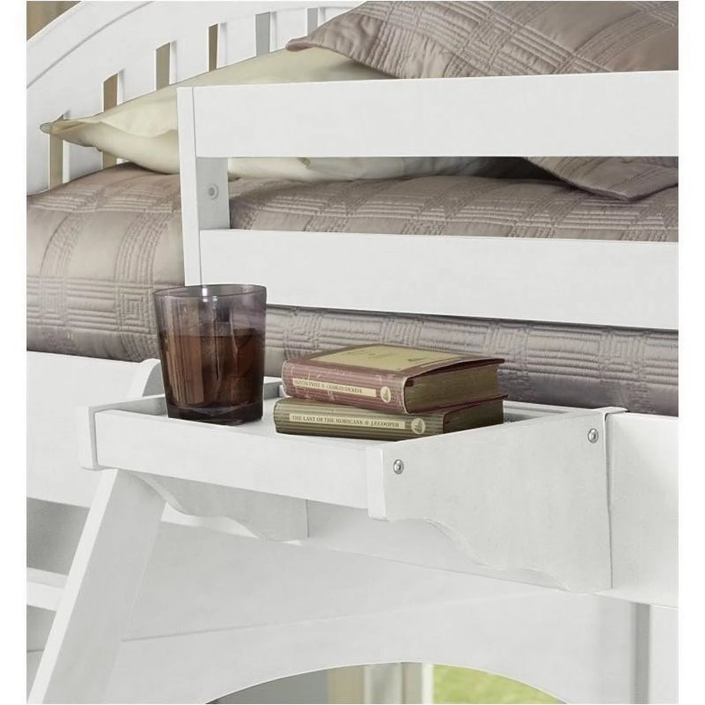 Twin Loft Bed with Desk and Shelf in White N171