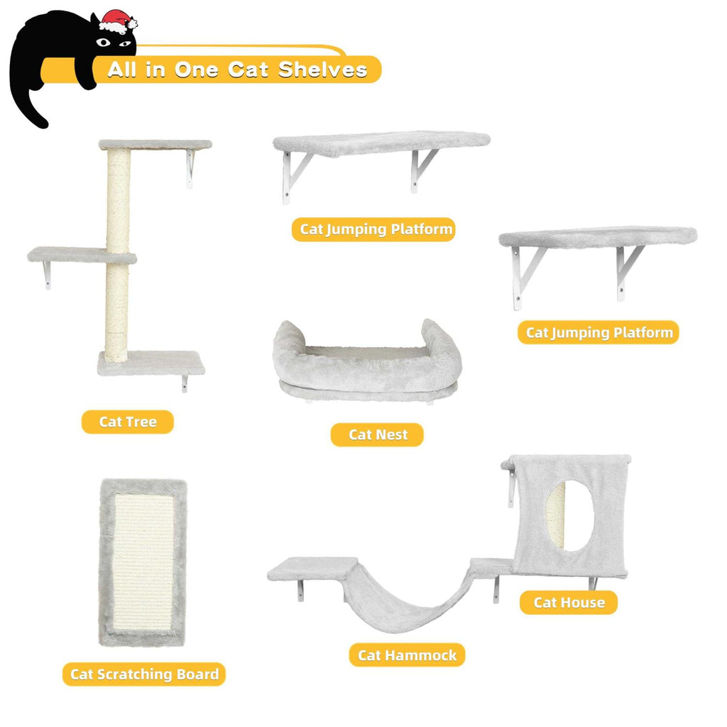 6 Pcs Wall-Mounted Cat Shelves U211