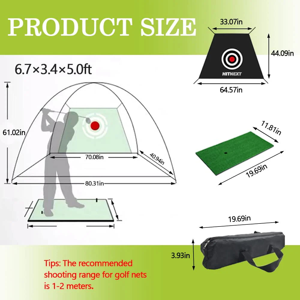 Golf Practice Net with Turf and Target Pockets U43969