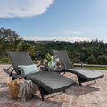 Gray 3-Piece Outdoor Wicker Chaise Lounge Set N34273