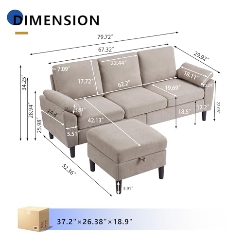 Light Grey Convertible Sectional Sofa X560655