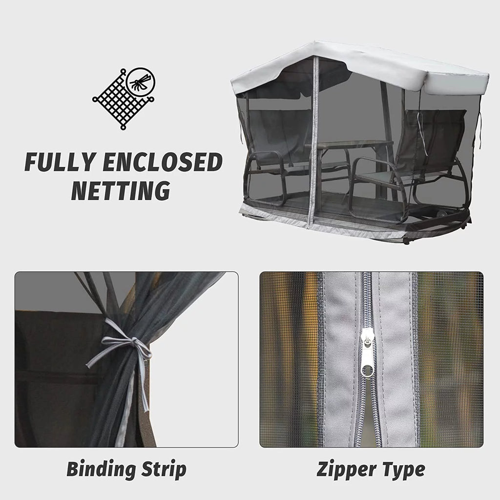 4-Seat Outdoor Metal Glider Bench with Canopy N5615