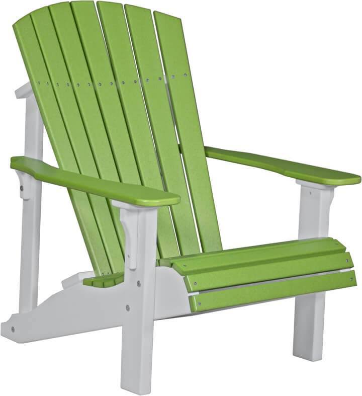 Lime Green on White Recycled Plastic Adirondack Chair K55505
