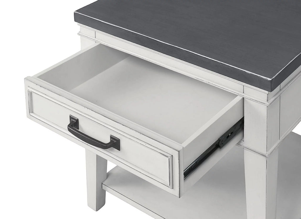 White and Grey 1 Drawer End Table O911436