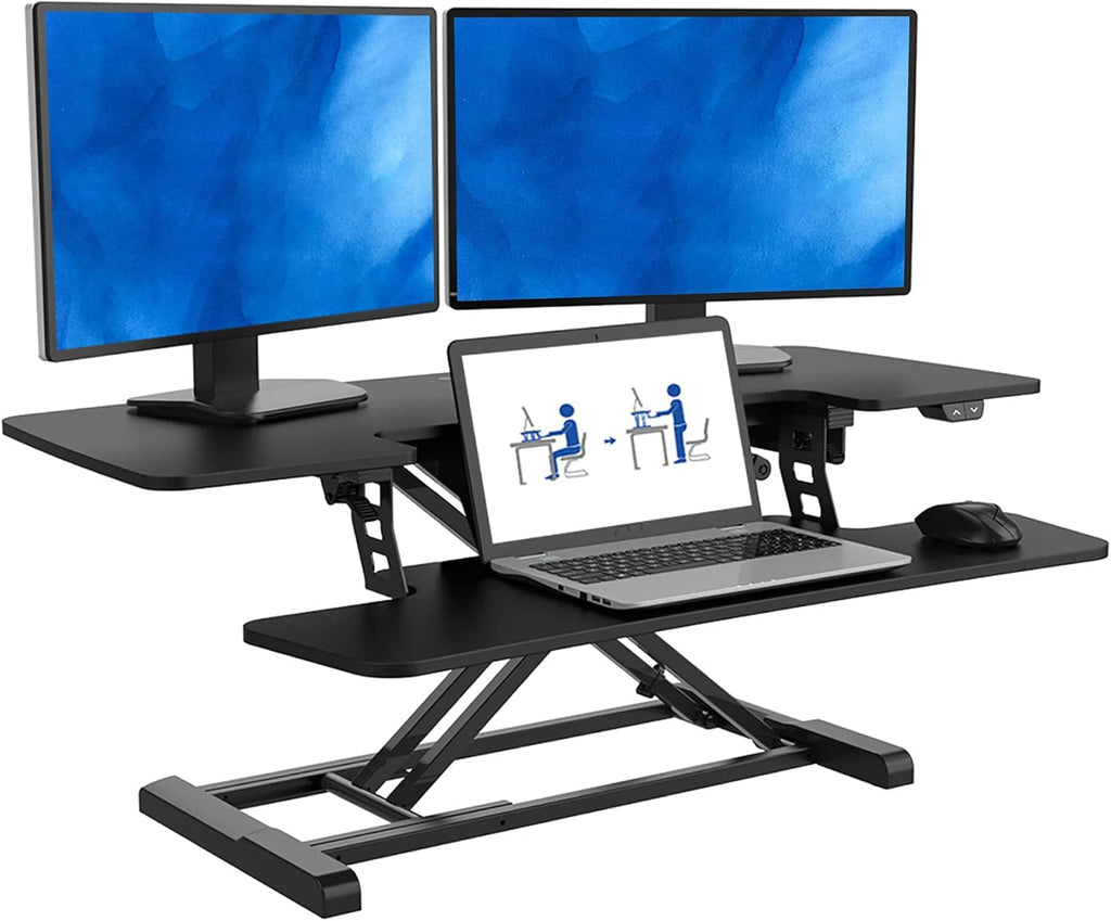 Electric Standing Desk Converter with Quick Release Keyboard Tray N82144
