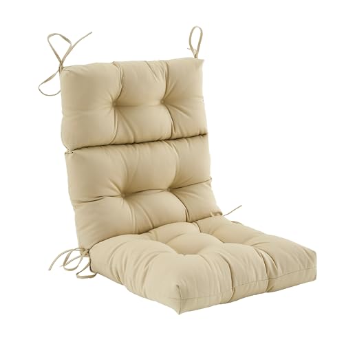 Purple Water Resistant Tufted High Back Chair Cushion with Ties Z16356