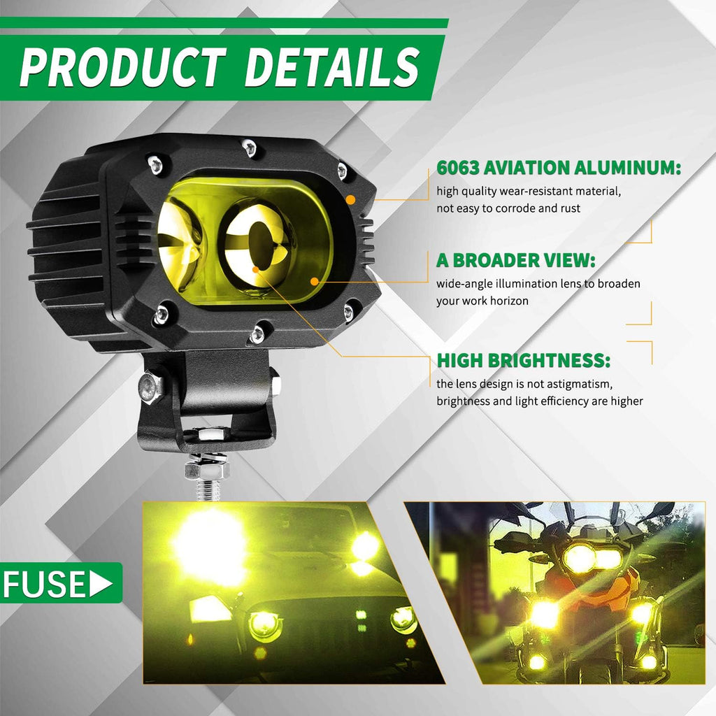 Yellow 2pcs LED Fog Lights Bar C2272