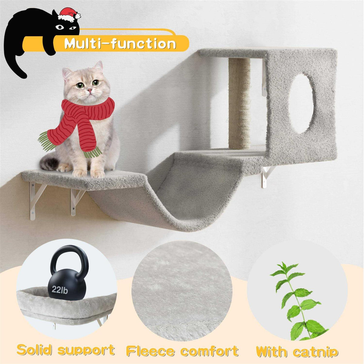 6 Pcs Wall-Mounted Cat Shelves U211