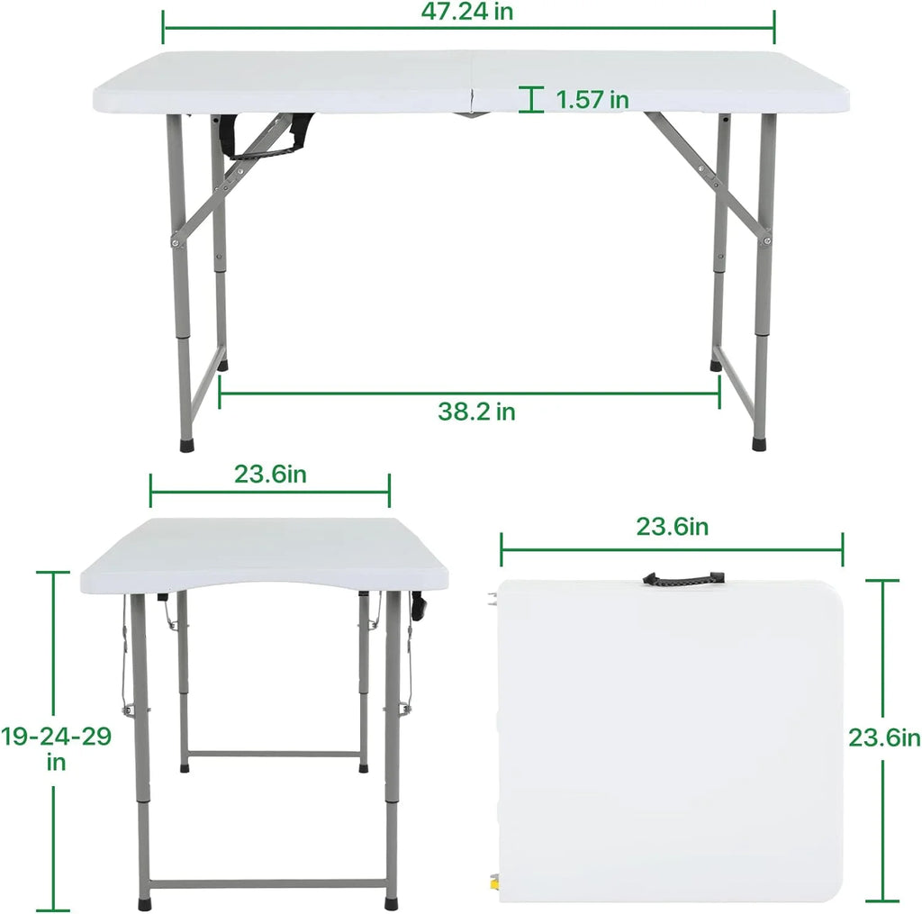 White 4 ft Folding Plastic Table with Handle E799408
