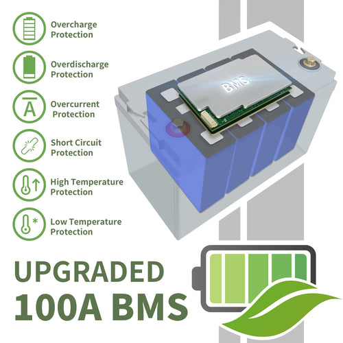 12V 100Ah LiFePO4 Lithium Battery with 100A BMS D51129