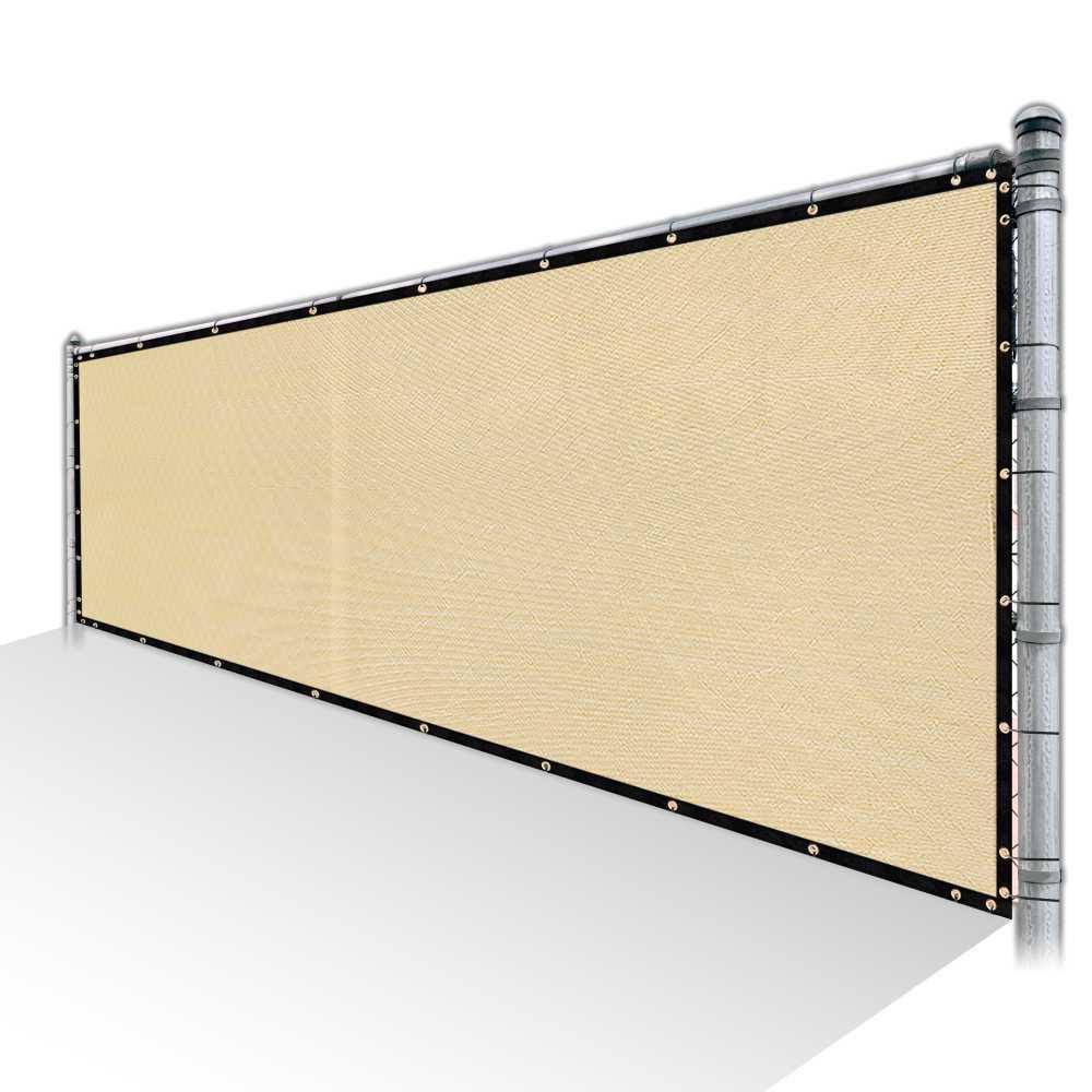 Beige Privacy Fence Screen Mesh with Reinforced Grommets W2970