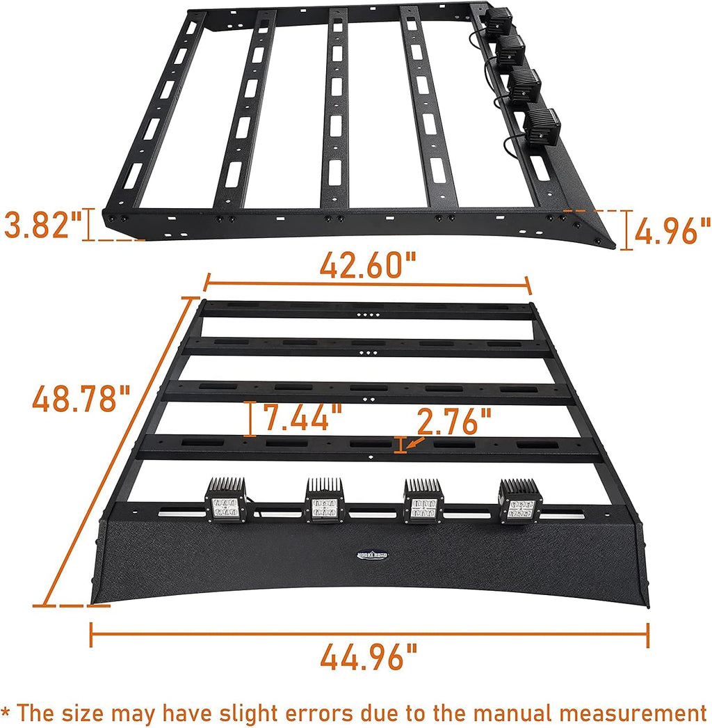 Roof Rack Cargo Carrier Crossbars Basket with LED Lights for Toyota Tacoma 05-22 Access Cab 2nd 3rd Gen Pickup Truck S31924