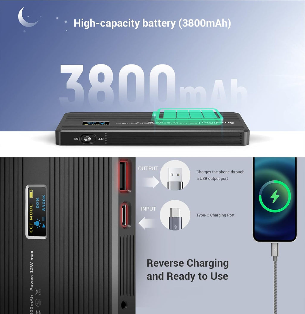 RGBWW Video Light with 3800mAh Battery, CRI 95+, Aluminum Body L232972