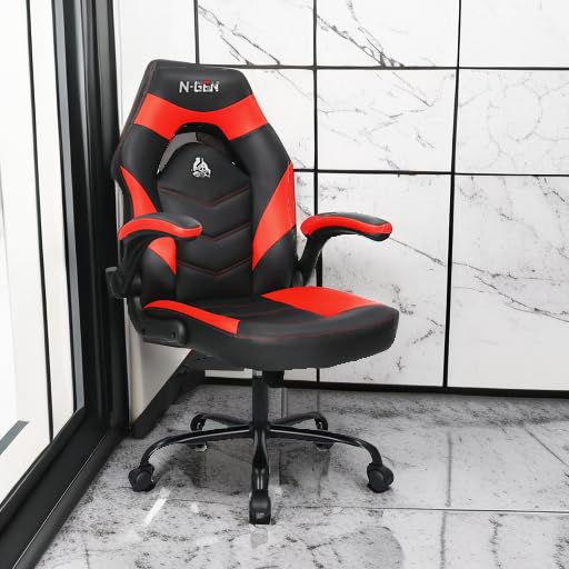 Black Ergonomic PU Leather Gaming Chair with Lumbar Support A70054