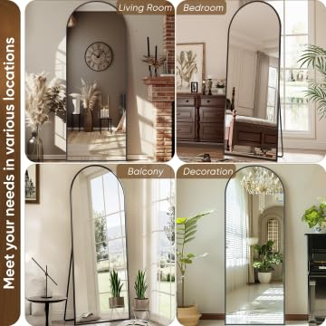 Arched Full Length Mirror 76"x34" Black R731224