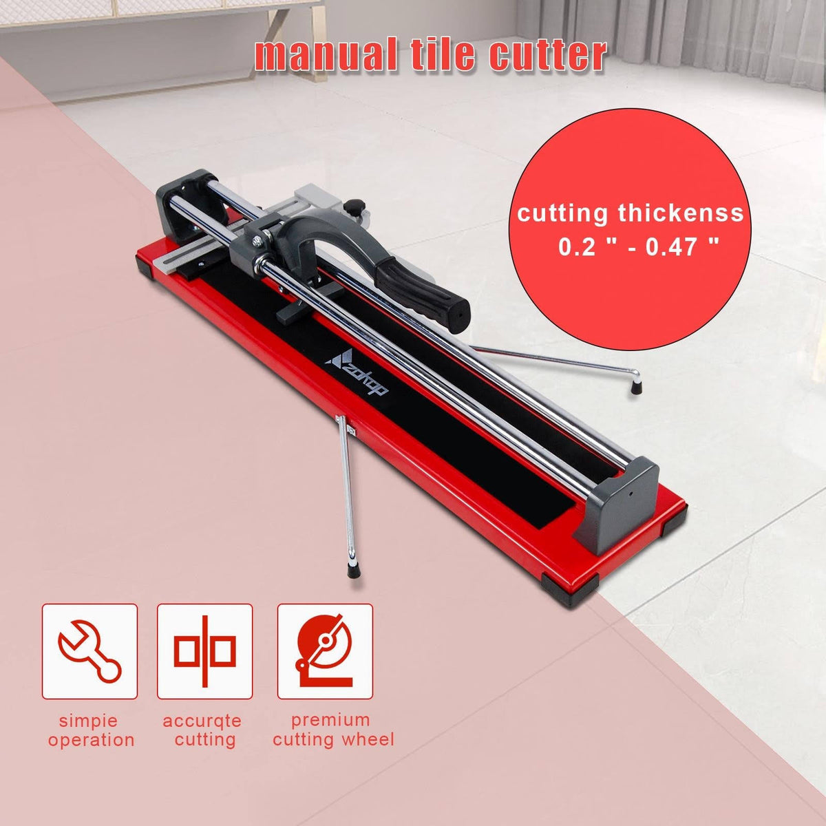 Red Manual Tile Cutter with Tungsten Carbide Cutting Wheel C198