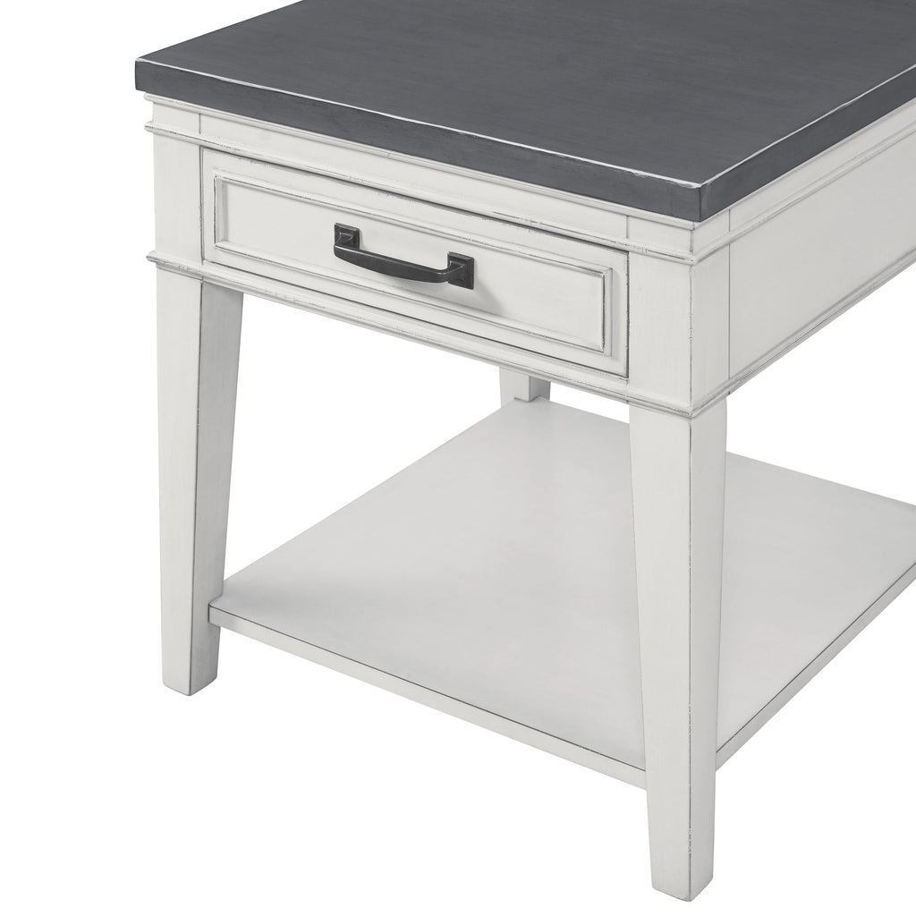 White and Grey 1 Drawer End Table O911436