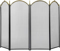4 Panel 51.5 x 32 Inch Wrought Iron Black Fireplace Screen Mesh V90448