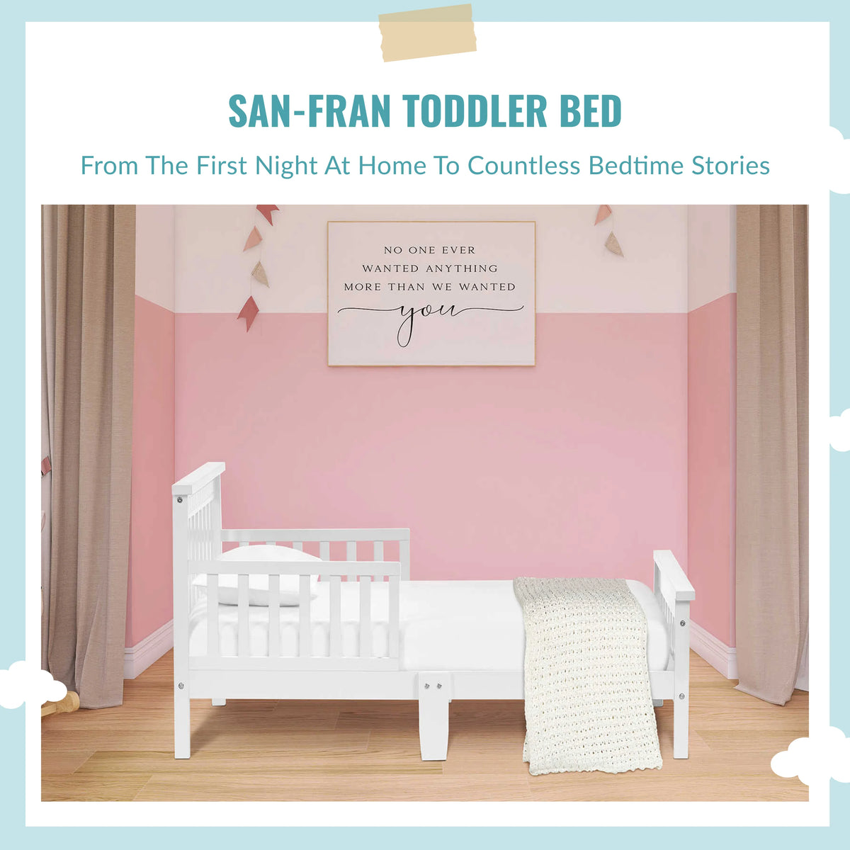 White Toddler Bed made with Sustainable New Zealand Pinewood C412099