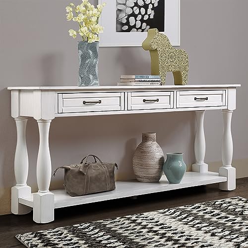 63" Console Table with 3 Drawers and 1 Bottom Shelf, Light Espresso G14081