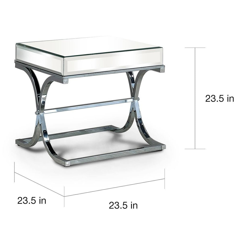 Contemporary Chrome Metal Square End Table I9360