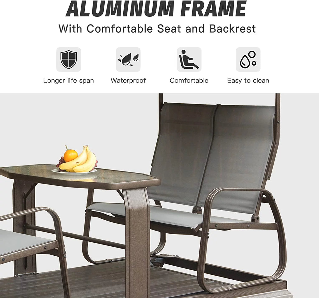 4-Seat Outdoor Metal Glider Bench with Canopy N5615