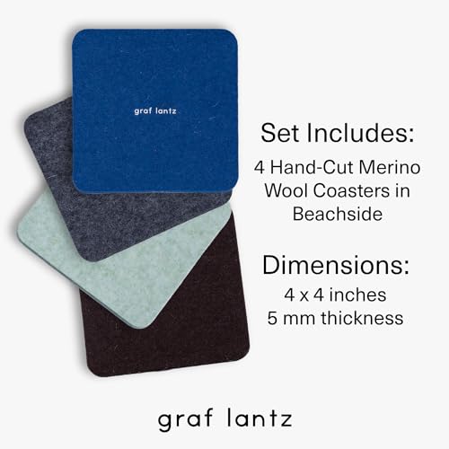 4" x 4" x 5 mm 4 Coaster Set 100% Merino Wool Felt Coasters P52898