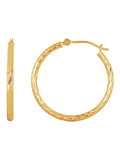 14K Yellow Gold Diamond Cut Tube Hoop Earrings Z66714